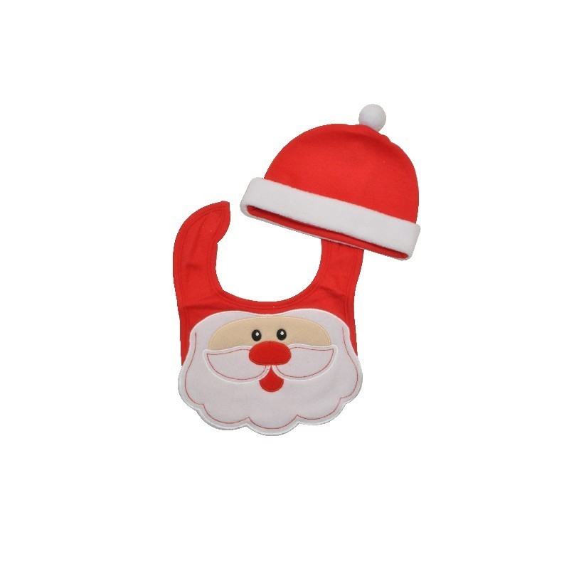 Set Bonnet bébé et Bavoir Noël 91854 Set Bonnet bébé et Bavoir Noël 91854