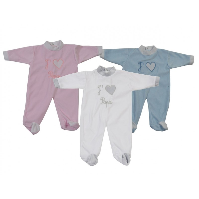 Grenouillère VELOURS J'AIME PAPA 00792 Grenouillère VELOURS J'AIME PAPA 00792