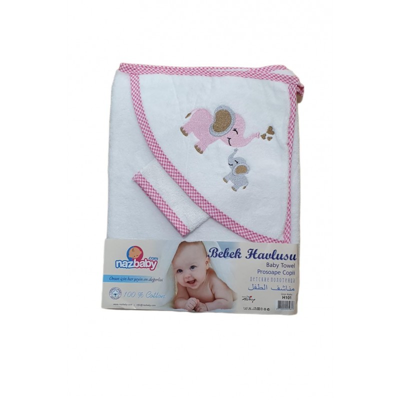 Cape de Bain ELEPHANTS H101 BLANC/ROSE Cape de Bain ELEPHANTS H101 BLANC/ROSE